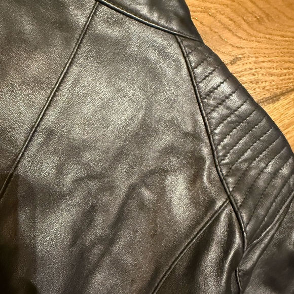 Cole Haan Black Leather Moto Jacket - Picture 5 of 7